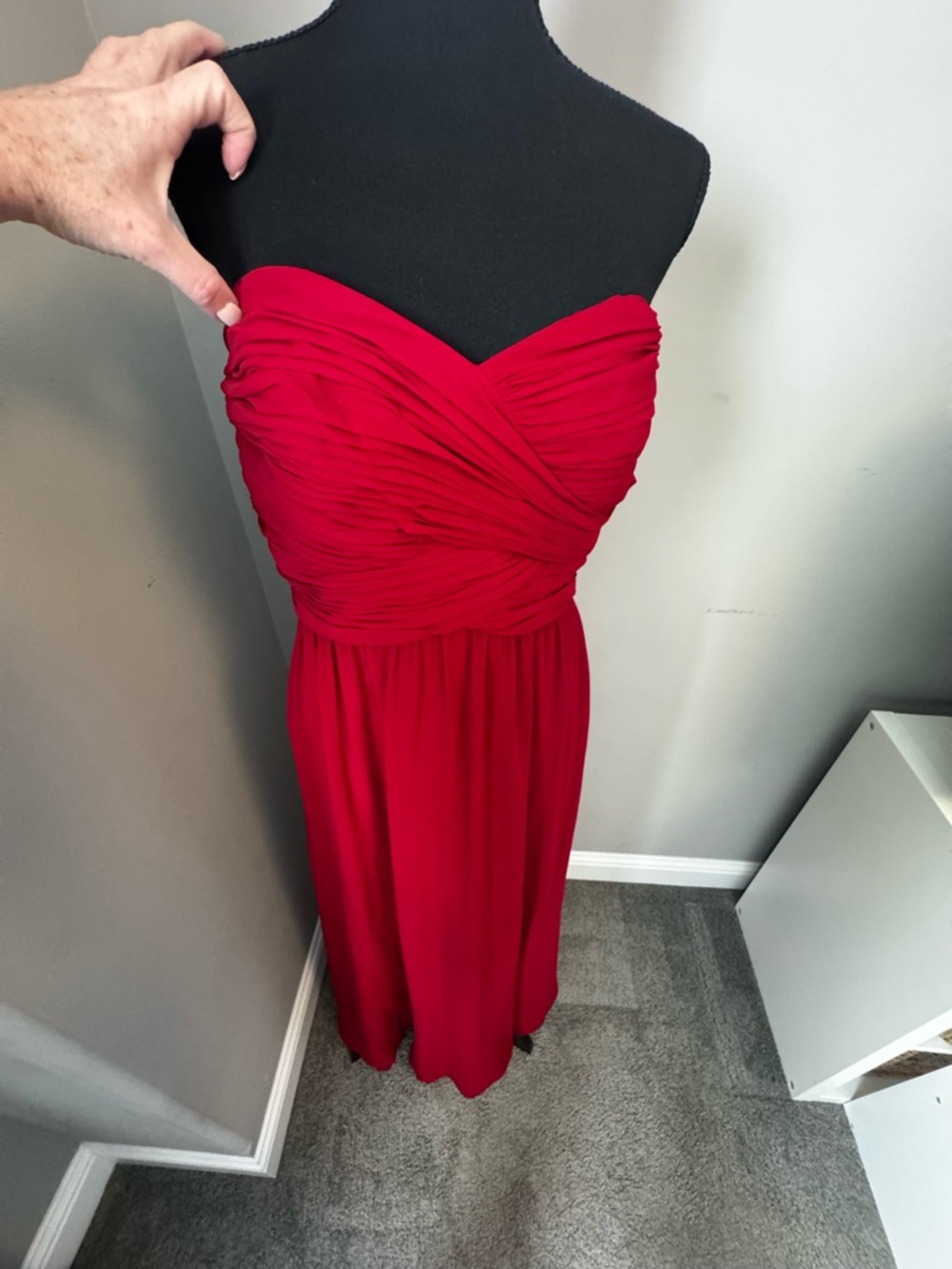 Ralph Lauren Strapless Ruched Red Maxi Dress